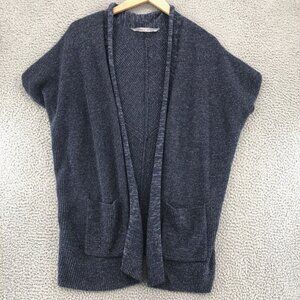 Athleta Sweater Womens Extra Small Navy Marled Knit Cardigan Short Sleeve Cocoon